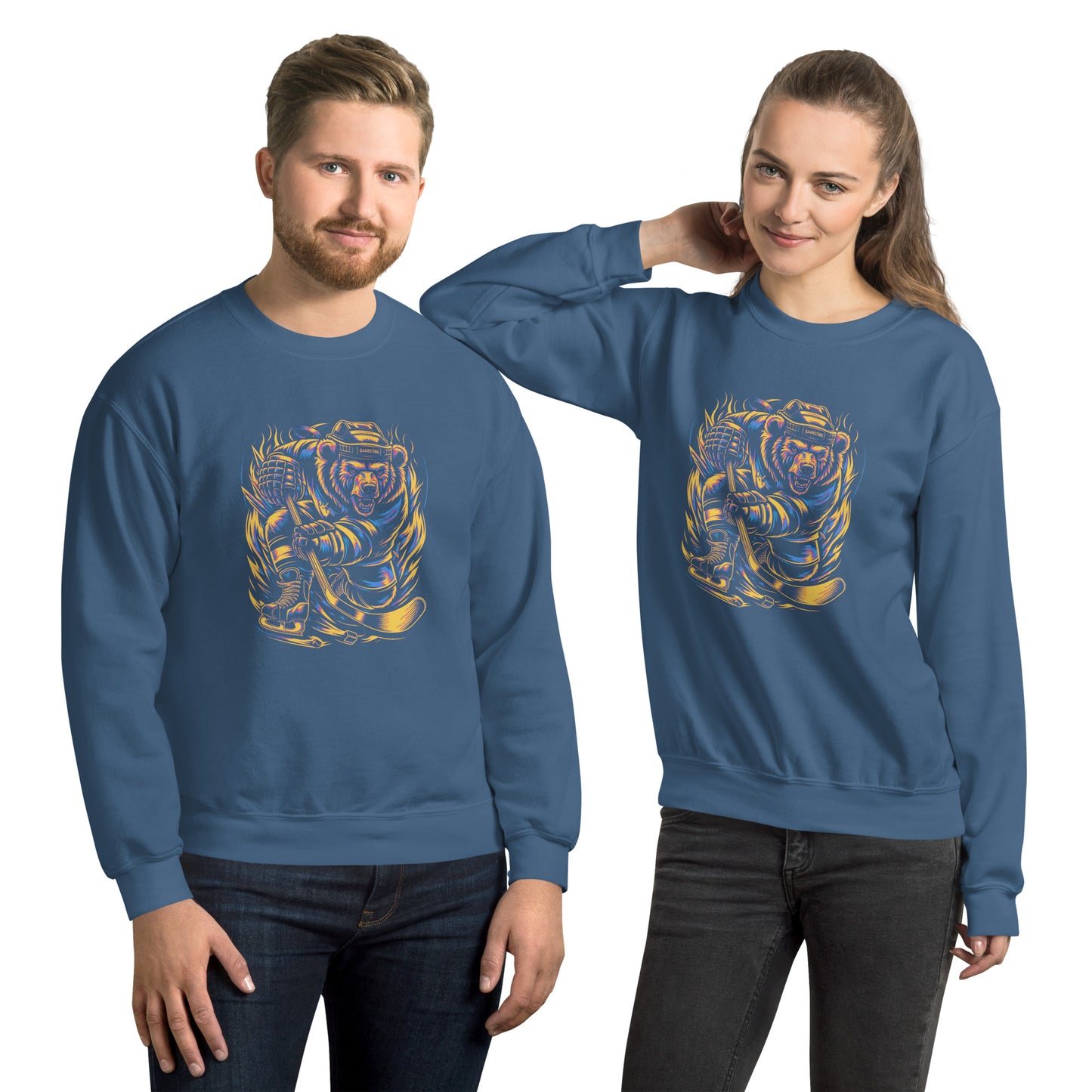 Smart Bear Playing Hockey/Unisex Sweatshirt/for him/ for her/ Gift