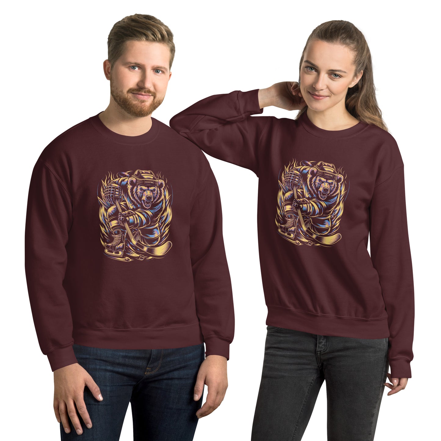 Smart Bear Playing Hockey/Unisex Sweatshirt/for him/ for her/ Gift